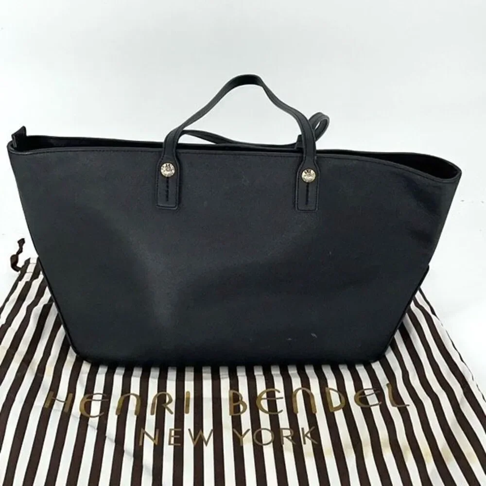 Henri‎ Bendel Aunthentic Black Large Tote Handbag Gold Hardware W/Dust Bag